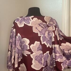 Vine & Love Floral dolman sleeve Size L Flowy, purple cottagecore festival